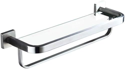 WOTZOV Badezimmerregale, Regal aus gehärtetem Glas, Badezimmer-Eckregal, Wandregale aus Edelstahl, Badezimmer-Aufbewahrungsregal, Badezimmerregal, Glas-Aufbewahrungsregal