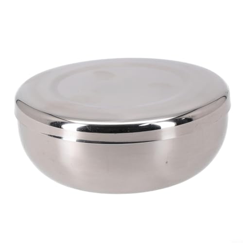 Honseadek 2 Stück Reisschale mit Deckel, verdicktes Edelstahl-Küchengeschirr, Mehrzweck-isolierte Schalen für Suppe, Reis