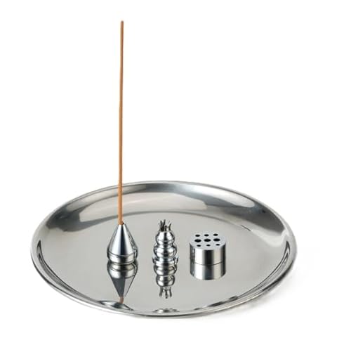 Räucherstäbchenhalter Silber 4-in-1 aus hochwertigem Edelstahl. Räucherstäbchen Halter für Räucherstäbchen/Duftstäbchen/Rä ucherkegel/Räucherspirale/Weihrauc h. Aschenbecher. Deko Wohnzimmer.