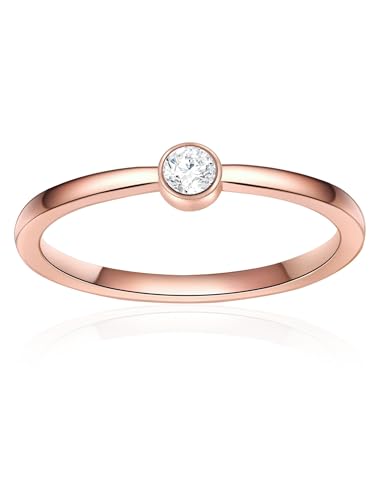 Eastside Damen Ring Edelstahl roségold Zirkonia weiß Edelstahlring