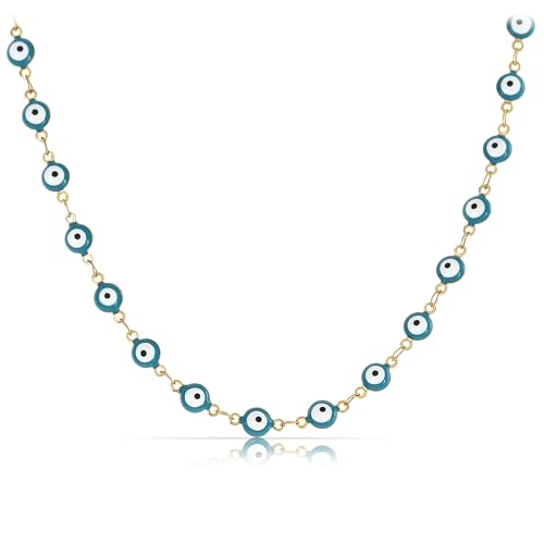 Made by Nami Türkisches Auge Halskette Damen Gold Edelstahl Schmuck 40 + 5 cm Tochter Geschenke von Mama (Türkisches Auge)