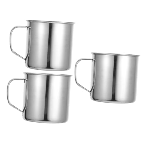LAPYAPPE 4 Stück Wasserbecher aus Edelstahl kaffeetasse Teetassen aus Edelstahl Kinderbecher Metallbecher mit Henkel Tassen mit Henkeln Partybecher wiederverwendbar Rostfreier Stahl Silver