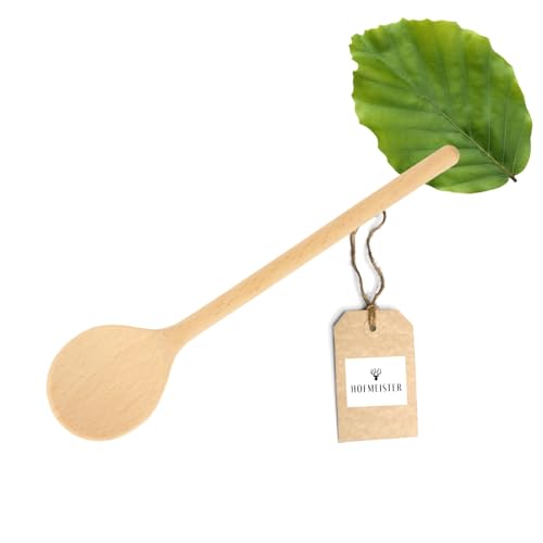 HOFMEISTER® Holz Kochlöffel, 16 cm, Naturprodukt: handgefertigt, plastikfrei, Keine Kratzer im Topf, unbehandelt, hitzebeständig, antibakterieller Rührlöffel aus Buche, rund (1 Stück)
