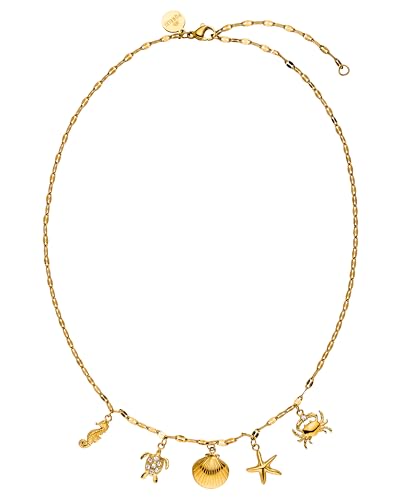 Purelei® Underwater World Kette Damen (Gold) – Halskette Damen aus langlebigem Edelstahl – Wasserfeste Kette mit Anhänger – 40-45 cm Länge verstellbar – Halskette für deinen individuellen Look