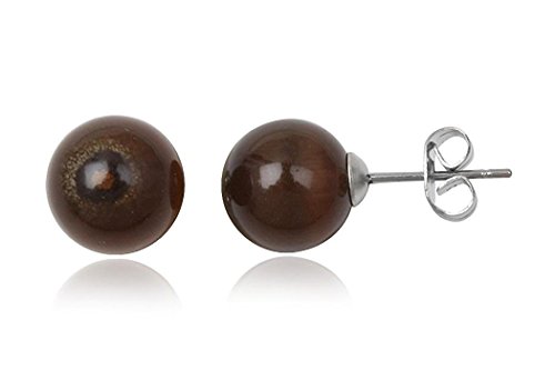 EYS JEWELRY Ohrstecker Damen Perlen 316L Edelstahl Rauchquarz braun Damen-Ohrringe