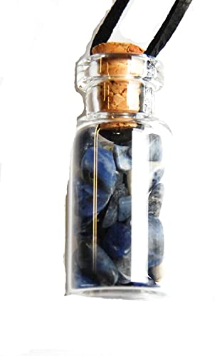 Esoterik-Versand Anhänger, Fläschchen mit kleinen Edelsteinen gefüllt, Sodalith