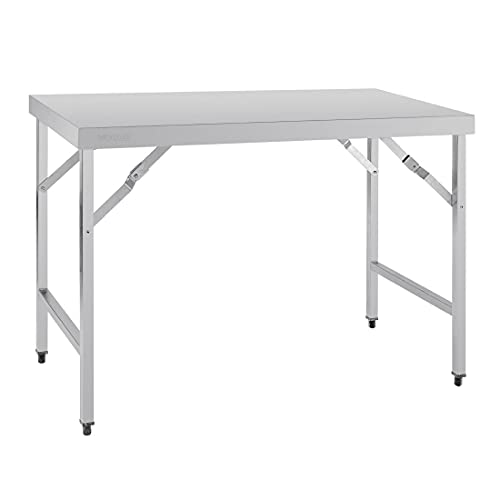 Vogue Edelstahl-Klapptisch 1200 mm, Tisch aus poliertem Edelstahl, Größe: 900 (H) x 1200 (B) x 600 (T) mm, Verwendung im Innen- und Außenbereich, CB905