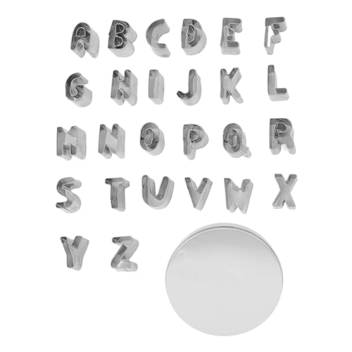 26 Stück Alphabet Ausstechformen, Keksausstechformen aus Edelstahl mit Großbuchstaben, DIY Kuchen Schokoladen Backwerkzeug e Zum Backen, Gebäck, Fondant, Donuts, Kekse, Obst