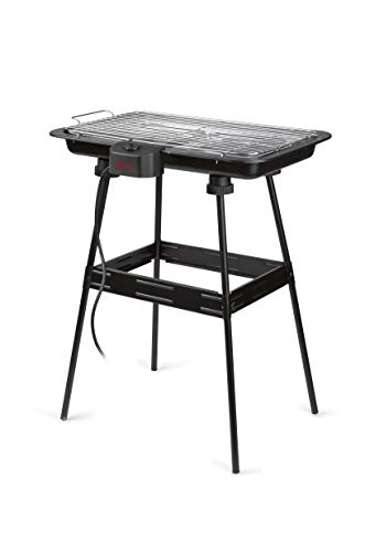Girmi BQ2100 Grill mit Stand, 2200 W, große Kochfläche 51 x 30 cm, Edelstahl, 51 x 30 cm, Schwarz