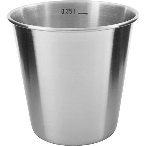 Tatonka Edelstahl-Becher Mug 350ml - Einwandiger Trinkbecher mit 0,35l Volumen und Volumenskalierung - Lebensmittelecht, unzerbrechlich, schadstofffrei - Ø 9,5 x 9 cm