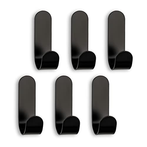 SEBSON Handtuchhalter selbstklebend 6er Set - Edelstahl Klebehaken, Handtuchhaken für Badezimmer, Küche, Garderobe - Wandhaken 60x18x33mm Schwarz