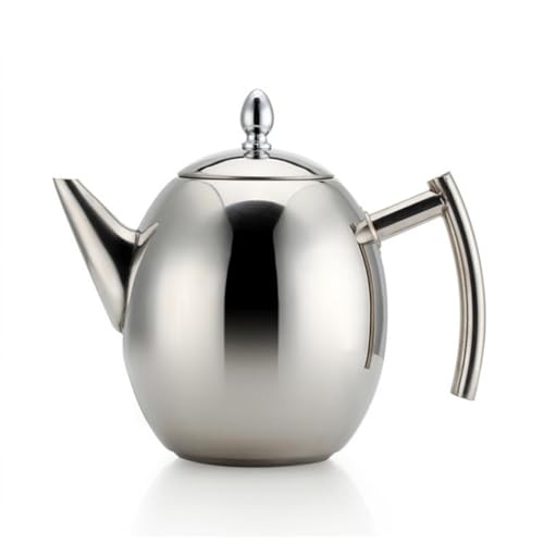 BradOc 1,5 L Teekannen Set aus, Silberne Kaffeekanne, doppelwandige Sieb, geeignet for Restaurants, Konferenzräume, Wohnzimmer,Silber