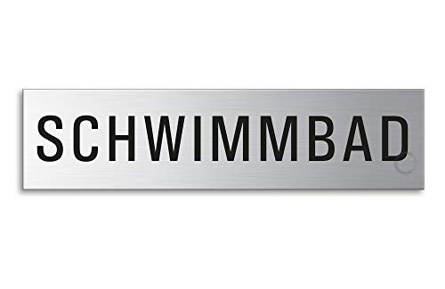 Schild Schwimmbad 160 x 40 mm Türschild aus Edelstahl fein-matt gebürstet selbstklebend 8442