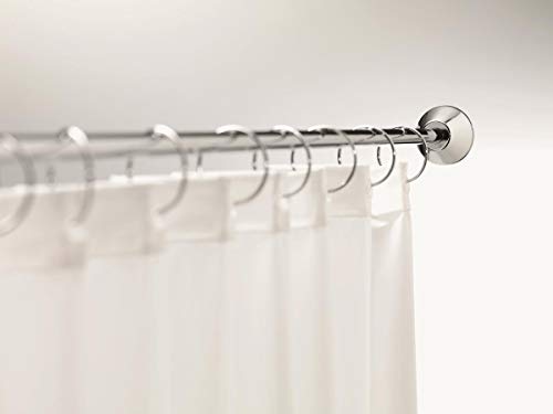 Spirella Teleskopstange Slim | Duschvorhangstange ohne Bohren | Spannstange, durch Drehen verstellbar, sicherer Halt | als Duschstange, Kleiderstange | inklusive 12 Duschvorhangringen | 125 - 220 cm Silber