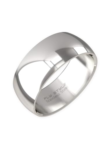 Fly Style Breiter Edelstahl Bandring   Damen Daumenring   Hochwertiger Verlobungs  und Ehering, Größe: 18.1 mm, Oberfläche: 10mm Poliert