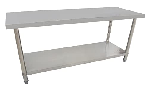Beeketal 'BA180' Gastronomie Edelstahl Arbeitstisch 180 x 60 cm, Tisch bis 160 kg belastbar, Profi Gastro Küchentisch mit extra großer unteren Ablagefläche und justierbaren Stellfüßen