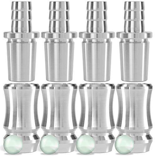 DILAW® Shisha TRIPHAN V2A Edelstahl Schlauchadapter 18/8 Schliff Set 2-teilig Universal Hookah Wasserpfeife zubehör, Menge:4er Pack, Farbe:Silber Edelstahl