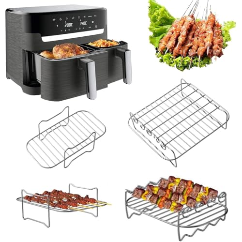 Gehanico Grillrost Rack 304 überzogener Edelstahl Zubehör für Tefal EY9018 5,2/3,1 L | Tower T17099 | Salter EK5729 9L | Cecotec 5,5/3,5 L (M * 2 STK)