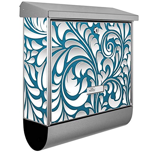 banjado® Burgwächter 38x39x12cm Motiv Opulente Ranke/Briefkasten ohne Zeitungsfach/Briefkasten grau/Postkasten inkl. Montagematerial & 2 Schlüsseln