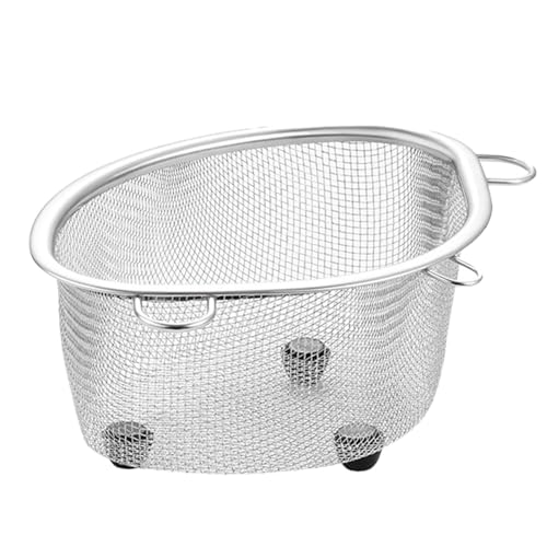 JUOPZKENN Dreieckiger Spülbecken Siebkorb, Dreieckiger Spülbecken Edelstahl, Platzsparender Eckspülbecken Abtropfkorb für die Küche