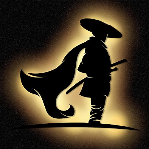 Led Samurai Wand Deko Dekoration I Mit Edelstahl Wandhalter I Batteriebetrieb