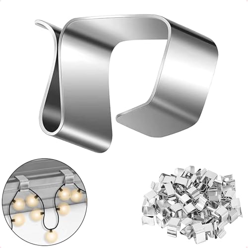 Whcctl 50 Stück Dachrinnenhaken für Lichterketten, Edelstahl Weihnachtslicht Clips, Mini Dachrinnenhaken, Urlaubslichter Clip Dachrinne, Weihnachten Licht Clips Outdoor für Weihnachten Deko, Garten