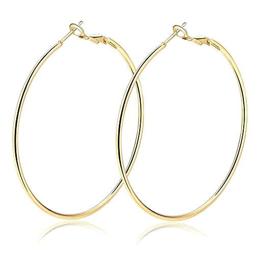 AURSTORE Damen-Ohrringe, Creolen, Edelstahl, großer Reifen, modisch, Schmuck, Geschenke für Frauen, 70mm, Gold, Edelstahl, Kein Edelstein