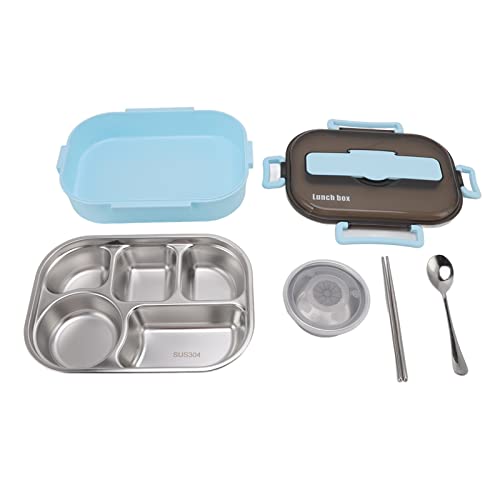Thermo-Lunchbox aus Edelstahl, Versiegelte Lunchbox aus Edelstahl mit Löffel, Thermo-Lunchbox, Tragbarer Isolierter Lunch-Container für Lebensmittel, Thermisch Isolierter Bento-Lunch-Container(Blau)