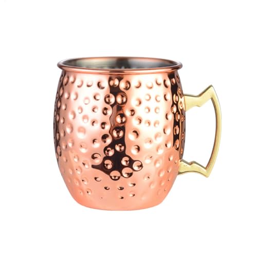Moscow Mule-Becher – Edelstahlbecher mit Kupferbeschichtung | Premium-Kupferbecher für Moscow Mule, 530 ml gehämmerter Cocktailbecher mit Henkel, Cocktailbecher mit griffigen Griffen, Trinkge