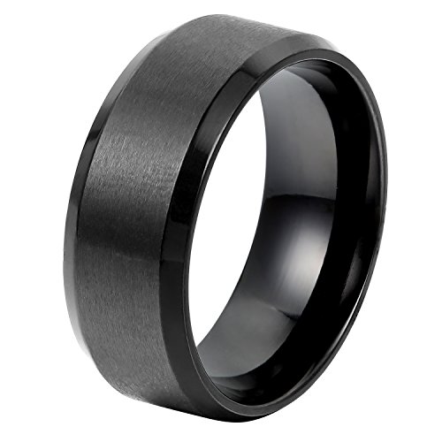OIDEA mit personalisiert Gravur, 8mm Retro Polished Schwarz Verlobungsringe (Ohne Gravur, 62(19.7))