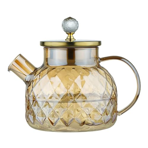 HOUSN Glaskaraffe mit Edelstahl Deckel 1.5 Liter/1.8 Liter Glas Krug Karaffe auch als Getränkekanne, Teekanne, Wasserkrug, für Kalte Getränke, Saft, Milch, Eistee,1