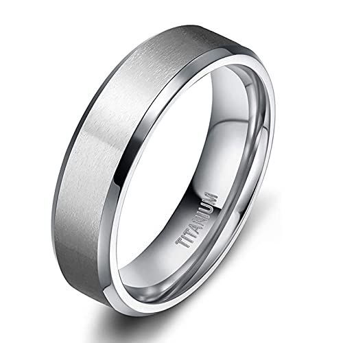 Zakk Damen Ringe Titan Silber Matt Gebürstet Verlobungsring Partnerring Eheringe Trauringe 4mm 6mm 8mm 10 mm Breit (6mm,61 (19.4))