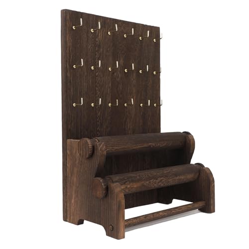 Gaxcent Schmuck-Display-Organizer, Holz-Armband-Display, Regal, Stabiler Ohrring-Display-Ständer, Abnehmbarer Schmuckhalter Heimstraßenverkäufer,Braun