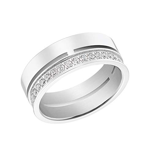 s.Oliver Ring Edelstahl Damen Ringe, mit Zirkonia synth., Silber, Kommt in Schmuck Geschenk Box, 2031470