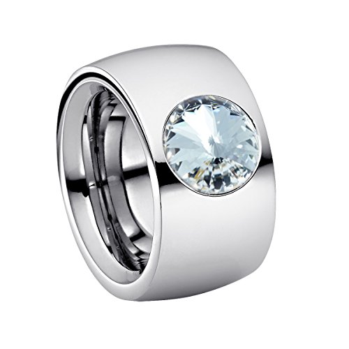 Heideman Damen-Ring coma 14 poliert Gr.60 kristalle crystal 10mm Ringe mit Stein Zirkonia Edelstein Edelstahl Größe 60 (19.1) hr9100-3-1-60
