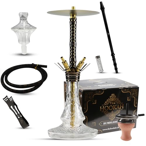 THE HOOKAH BUMBLEBEE XL Premium Shisha Set -V2A Edelstahl Komplettset 4 Anschlüsse Schlauch Adapter BlowOff Tabakkopf 18/8 Molassenfänger Wasserpfeife Zubehör