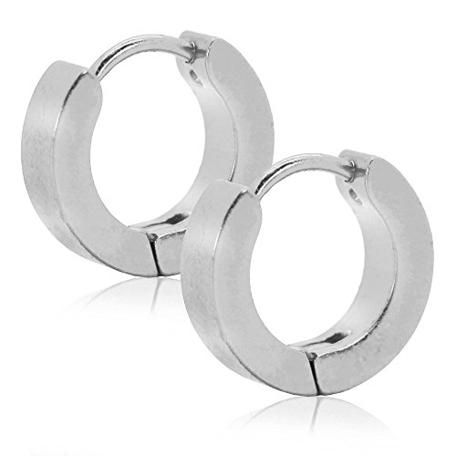 1 Paar Klappcreolen Glänzend Creolen Herren Damen Edelstahl Edelstahlcreolen Klein Groß Ohrstecker Ohrringe Huggie, Farbe:silberfarben - groß