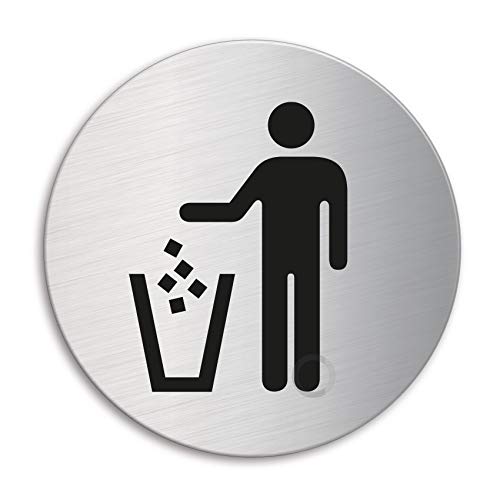 Schild Mülleimer Türschild aus Ø 100 mm selbstklebend Nr.7521