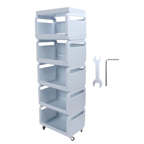 Mobiles, Bodenstehender, Beweglicher Allzweck Aufbewahrungsorganisator aus Lenkrollen, Aufbewahrungseinheit, Organizer, Aufbewahrungswagen für Küche, Snack, Gewürze,(5 Etagen)