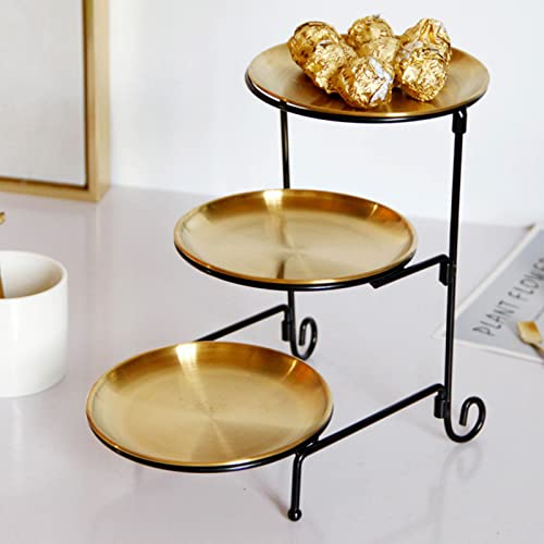 NLDGR 3 stufiger Obstkorbhalter, Aufbewahrungskorb für Obstsnacks aus, Dessertteller, Perfekt für Brot, Gemüse, Obst und Gemüse, Aufbewahrung und Präsentation zu Hause (Gold und(Golden)