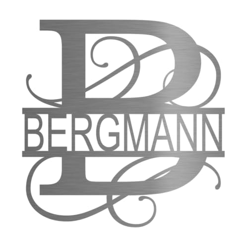 Jung Edelstahl Design Monogamm V2A Edelstahl Türschild personalisierbar- Deko Schild - mit Ihrem Namen individuell ausgelasert - alle Buchstaben - verschiedene Größen (Edelstahl)