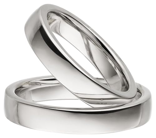 Partnerringe Silber 925 Paarpreis Massiv 4 mm Breite Nickelfrei Freundschaftsringe Trauringe Eheringe 100% Made in Germany- Inkl. Gratis Etui + Gravur (Hochglanz Poliert)