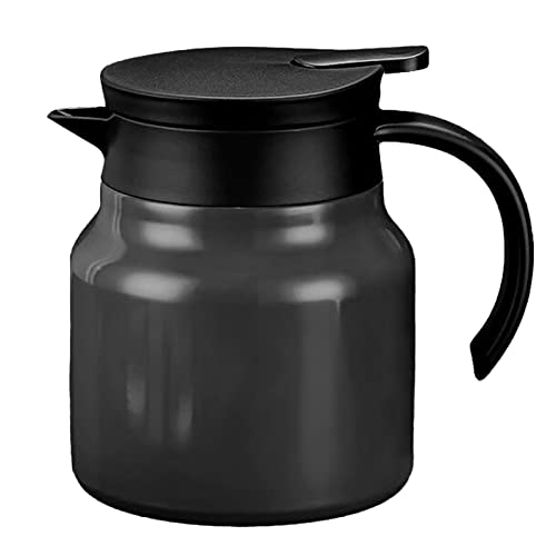 NLDGR Thermo Kaffeekaraffe, 1000 Ml Tee Wasser Trennung, Abnehmbare Isolierte, Vakuum Thermokanne, Flaschenspender für Kaffee, Heißes Wasser, Tee, Heiße Getränke(Schwarz)