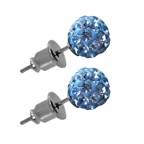 Tumundo® Shamballa Ohrstecker Ohr Strass Glitzer Kristall Kugel Disco Kinder Rund Perle Ø 8mm, Variante:blau
