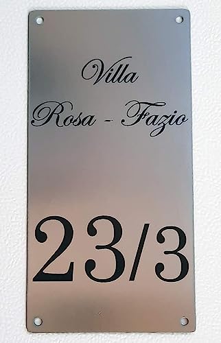 GUIZZO Creart - Externe Hausnummer, Hausnummern, Personalisiertes Stahlnummernschild, Türschild, Hausnummernschild mit Namen, Personalisiertes Hausnummernschild 10x20H cm, Namensschild Made in Italy