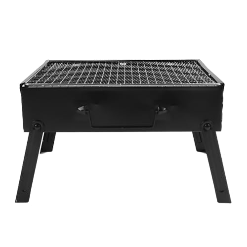 Tragbarer Holzkohlegrill für den Außenbereich, Tisch-Holzkohlegrill aus Eisen und Edelstahl, Zusammenklappbarer Grill, Grillgerät für Kochen Im Hinterhof, Camping, Picknicks Im