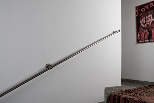 Handlauf Durchmesser 20 mm, Länge: 300 cm, gebürsteter Edelstahl – Belastung bis 80kg – komplett