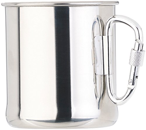 Semptec Urban Survival Technology Camping Tasse: Leichter Edelstahl-Becher mit klappbarem Karabiner-Henkel, 250 ml (Edelstahlbecher mit Henkel, Edelstahltasse, Rucksack)