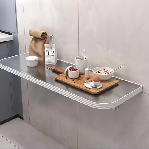Klapptisch Edelstahl 304,Wandklapptisch Drop-Leaf-Tisch,Multifunktionaler Klapptisch,for Arbeitszimmer, KüChe, Wohnzimmer, BüRo, Bibliothek,Silber,90×40cm(35×16in )