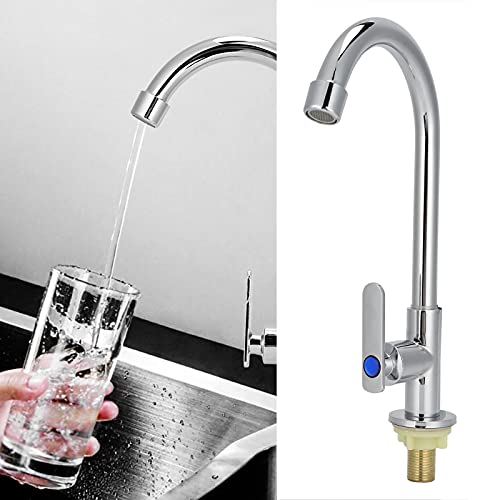 Nur Kaltes Wasser, Küchenarmatur, Einloch Waschtischarmatur für, Küche,, Gebürstetes Nickel, Montierter Einloch für Küchenspüle,,, Badewanne, Mop